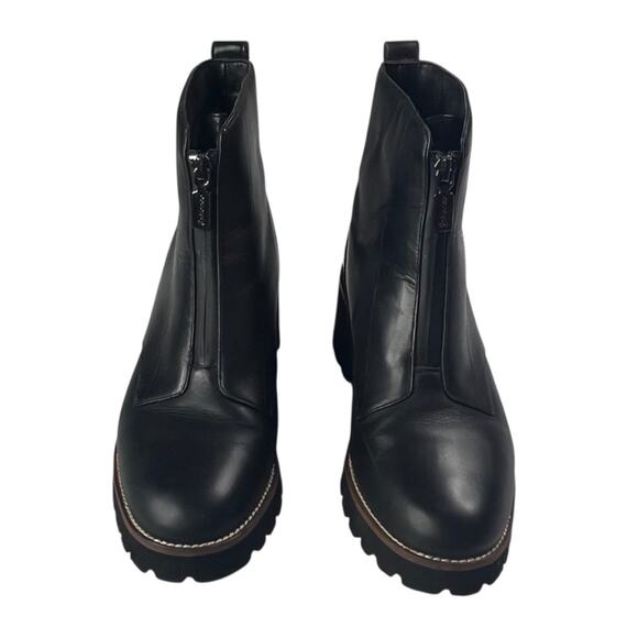 Blondo Drew Waterproof Leather Zip Bootie 9.5 Ankle Boot Wedge Lug Heel Academia - Picture 7 of 14